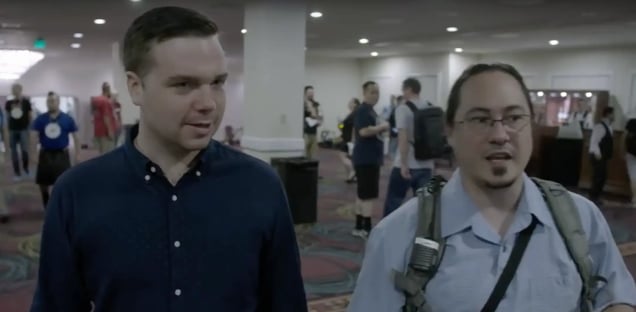 Journalist Kevin Roose and his new daddy, Dan Tentler.